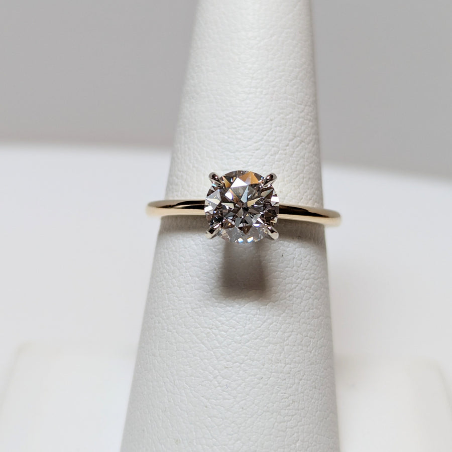 1.28 CT Round Lab Diamond Solitaire Ring in 14K Yellow Gold