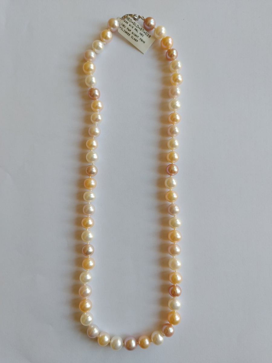 Peach, Cream & Lavender Freshwater Pearl Necklace
