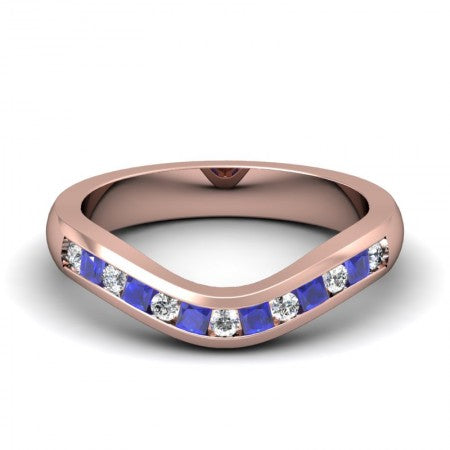 Round Sapphire Contour Wedding Band (Contact us for Pricing)