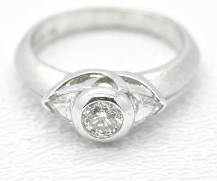 bezel diamond engagement with wedding band