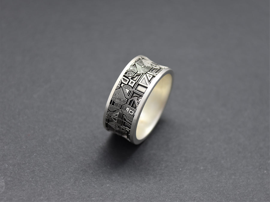 circuit board ring sterling silver mens band