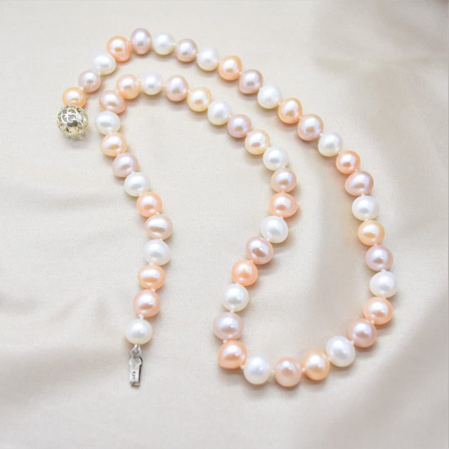 peach freshwater pearl strand necklace