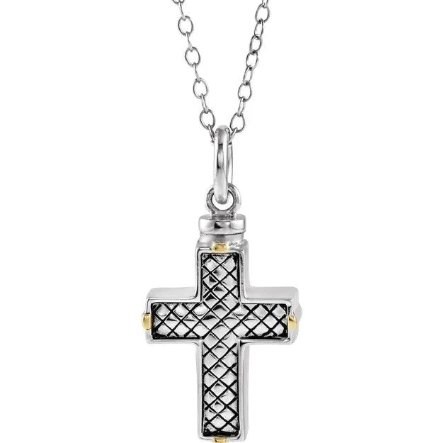 Woven Cross Ash Holder Pendant Necklace