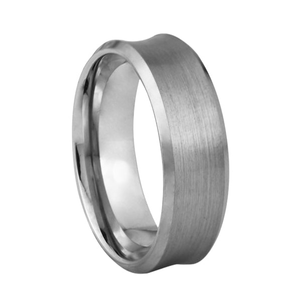 Concave Brushed Tungsten Ring