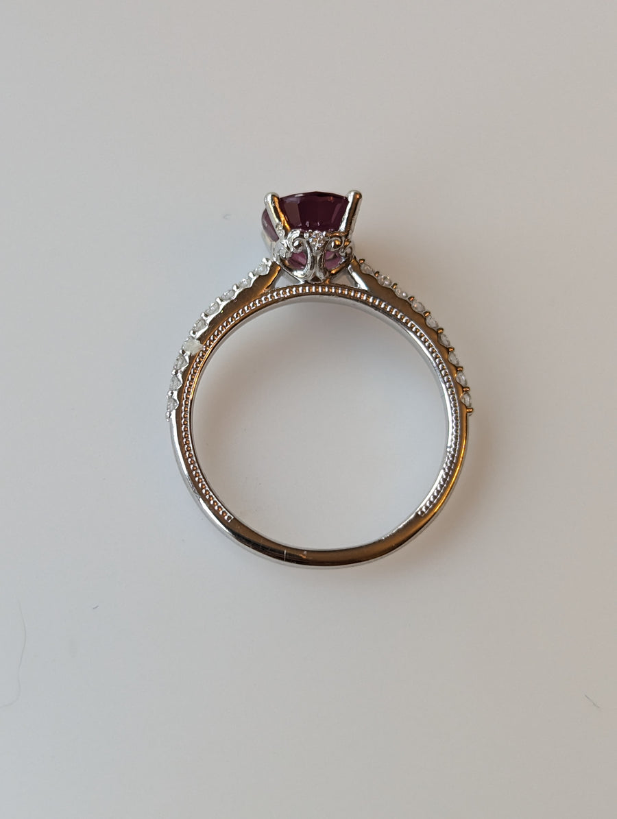 Rhodolite Garnet Diamond Ring