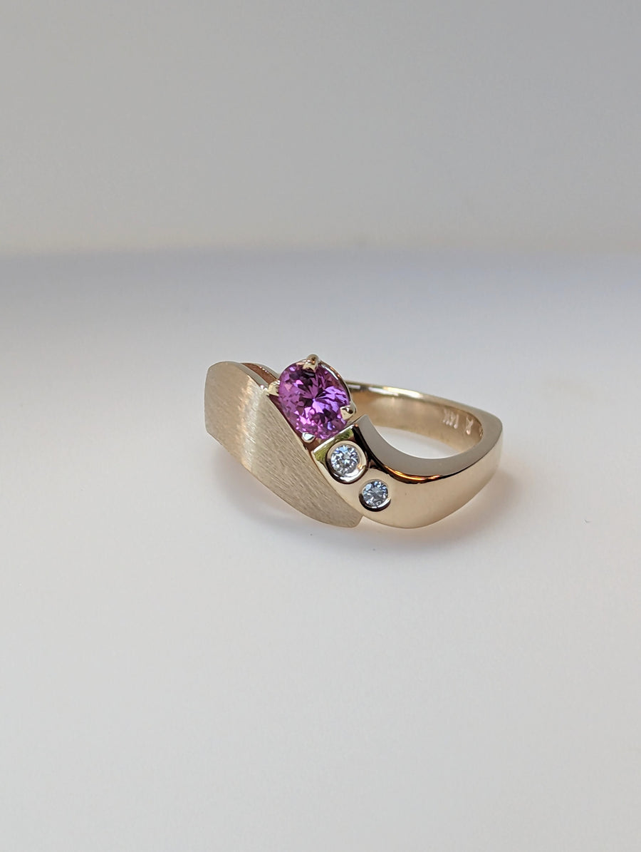 Pink Sapphire Ring in Yellow Gold