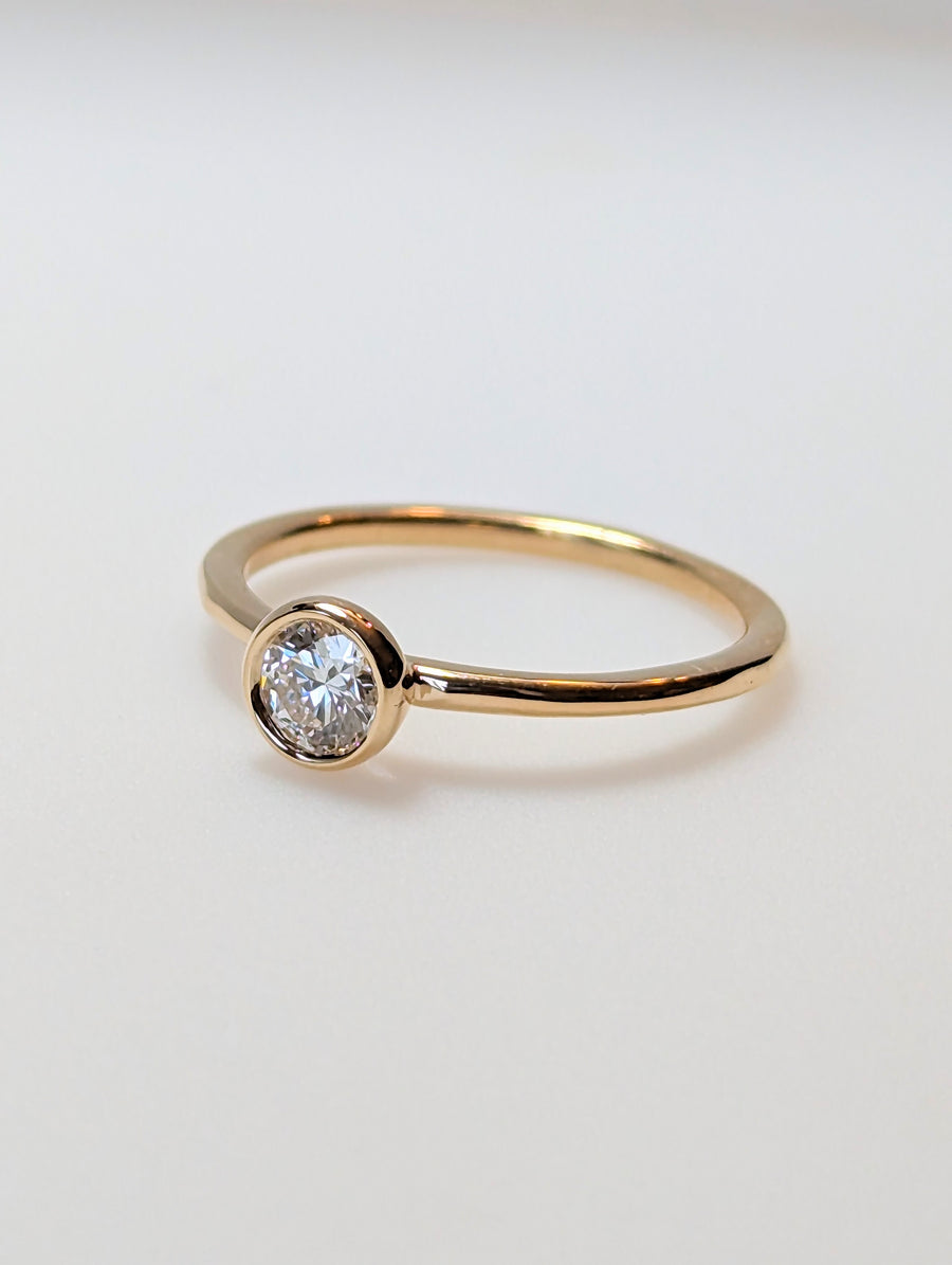 Bezel Set Lab Diamond Ring in 14K Yellow Gold