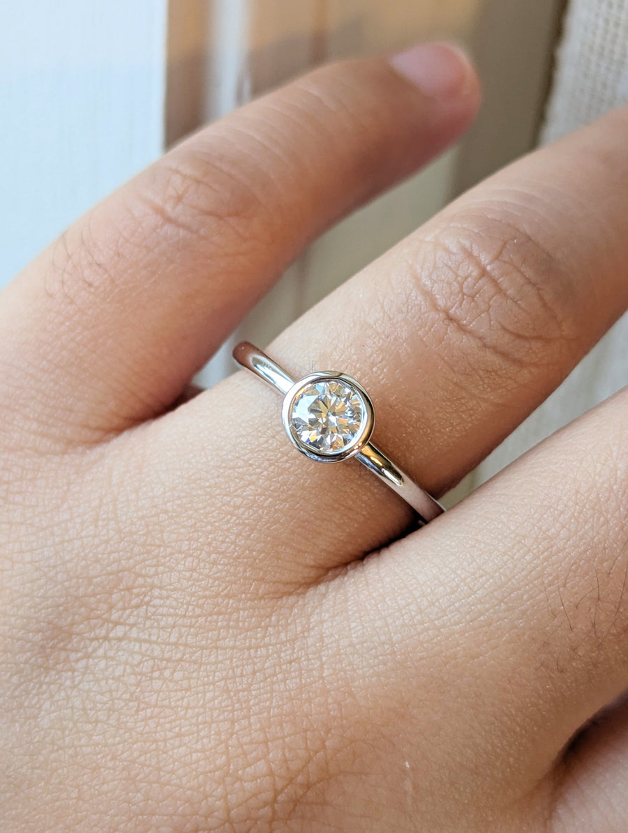 .61 CT Bezel Set Lab Diamond Ring in 14K White Gold