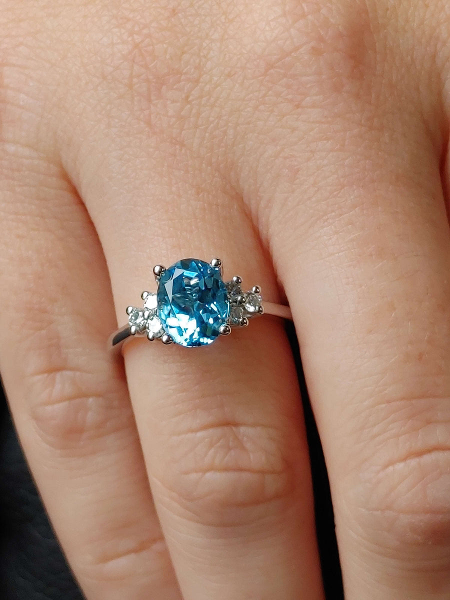 Blue Topaz Ring with Diamond Accents