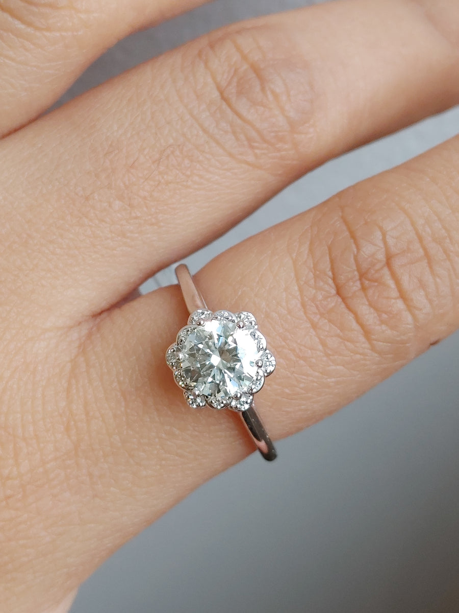 Floral Halo Moissanite Ring