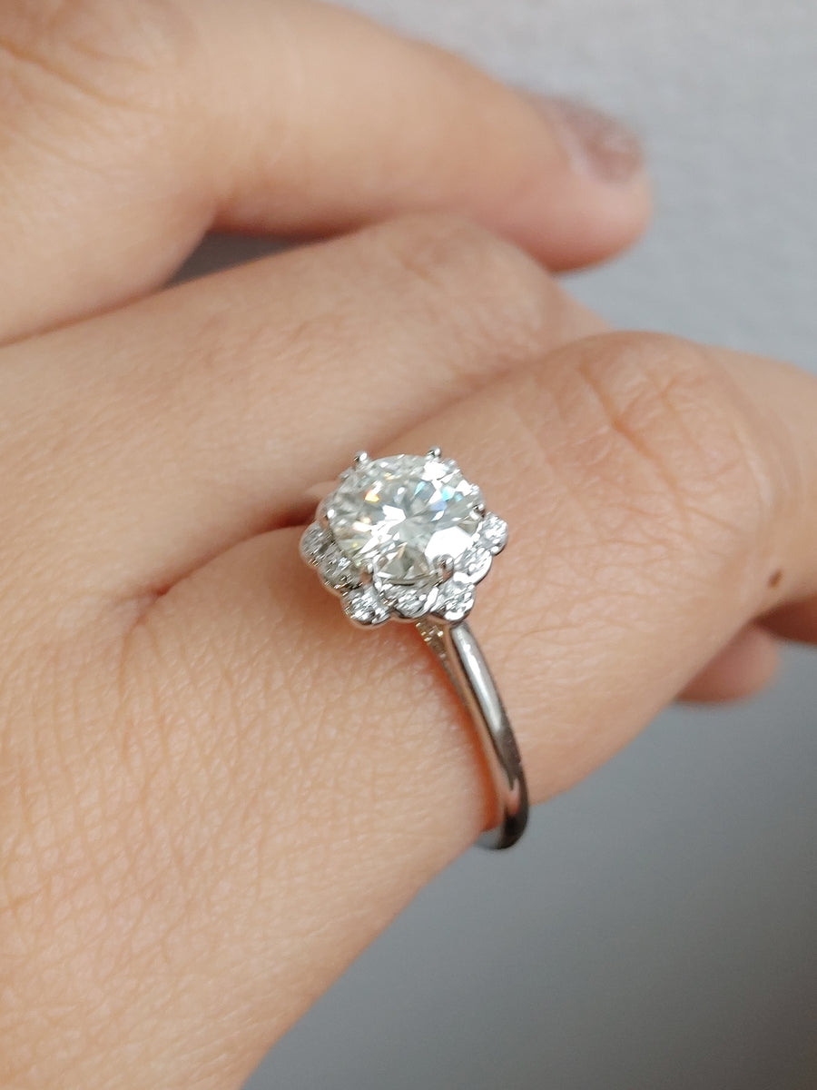 Floral Halo Moissanite Ring