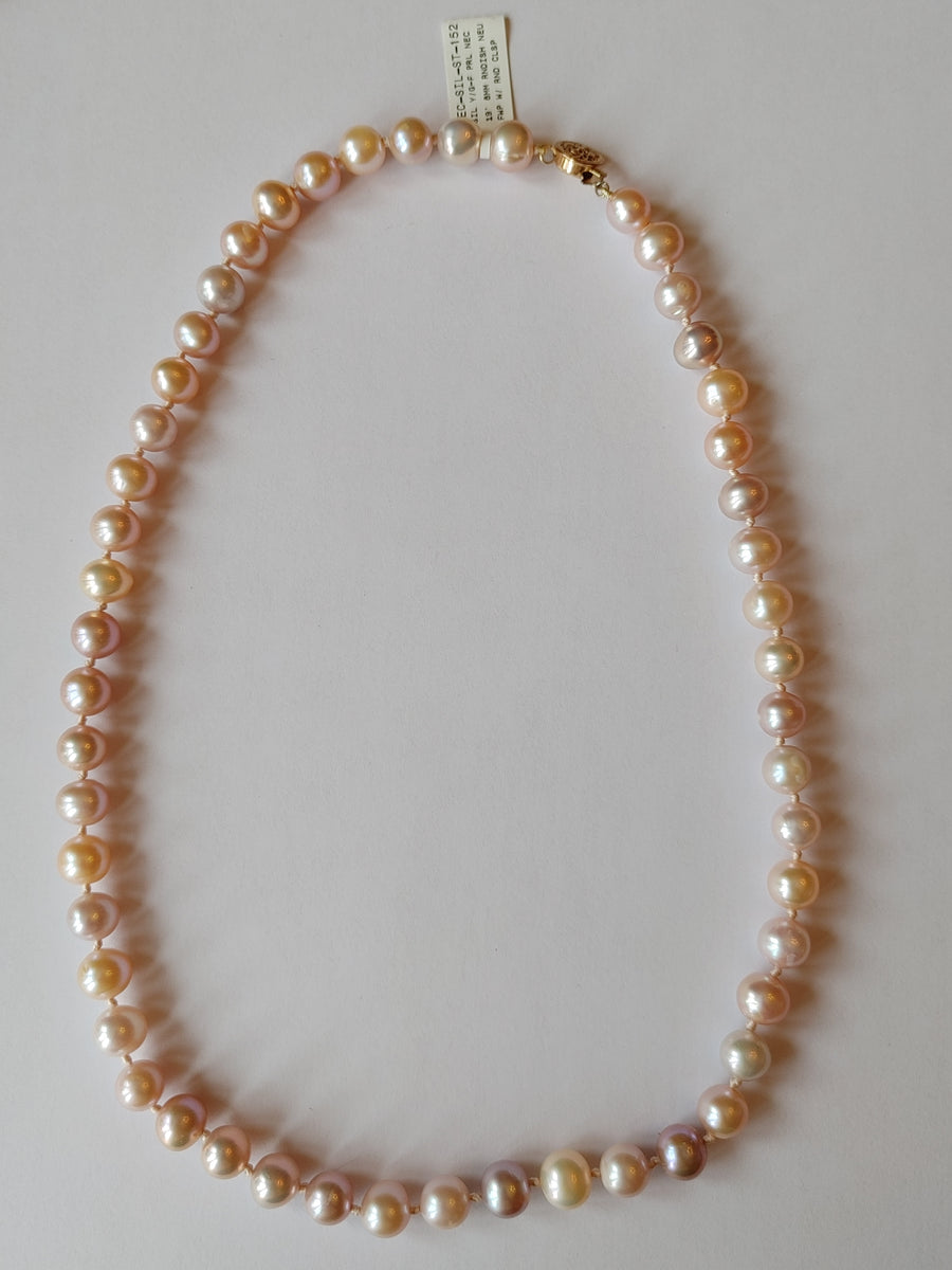 White freshwater pearl necklace 9x10mm - best price