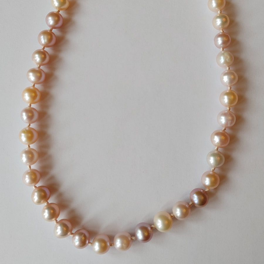 Multi-Color Freshwater Pearl Necklace with Filigree Clasp