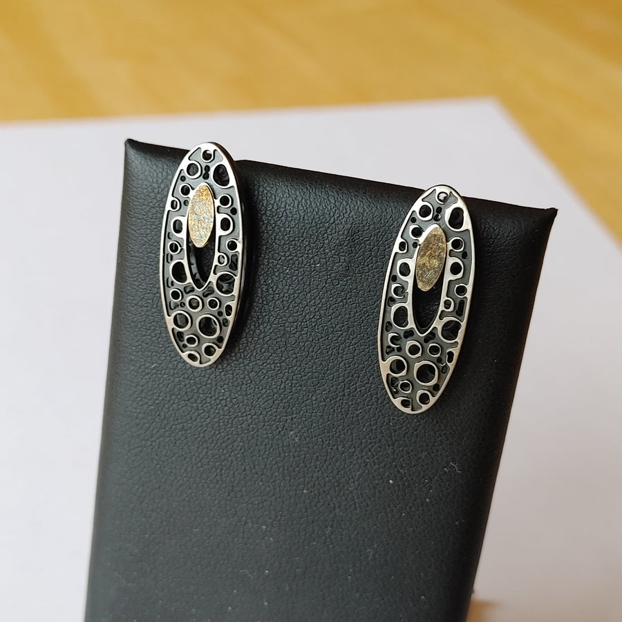 Two Toned Abstract Statement Earrings