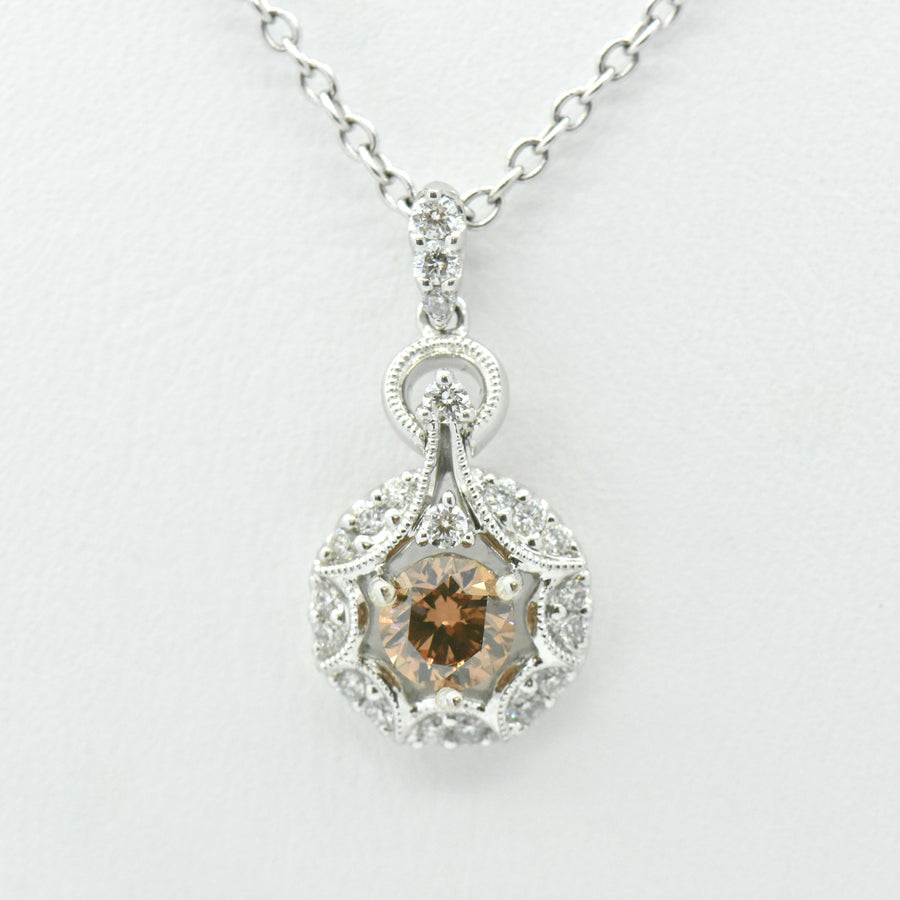 victorian star cinnamon diamond necklace white gold