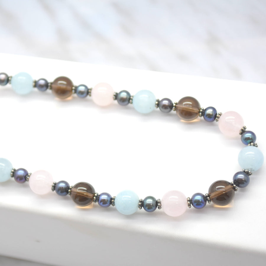 multi colored quartz beaded necklace