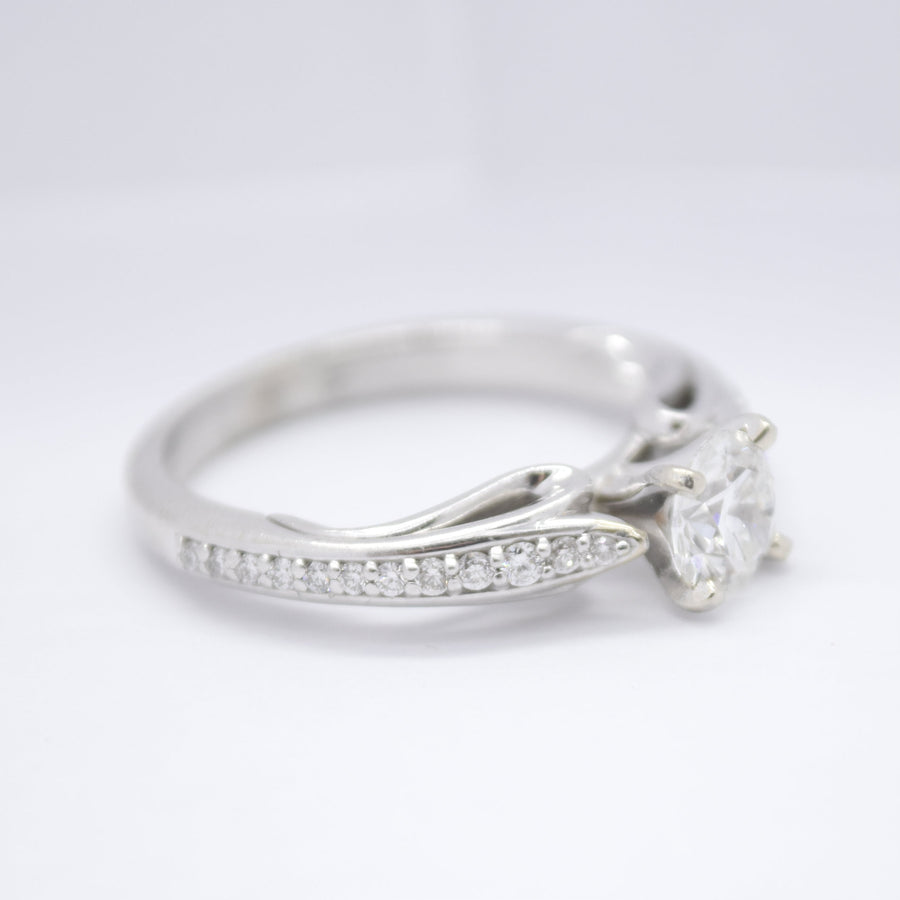 Diamond Engagement Ring with Ski Tip Melee