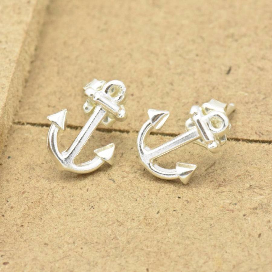 anchor silver stud earrings sutton smithworks