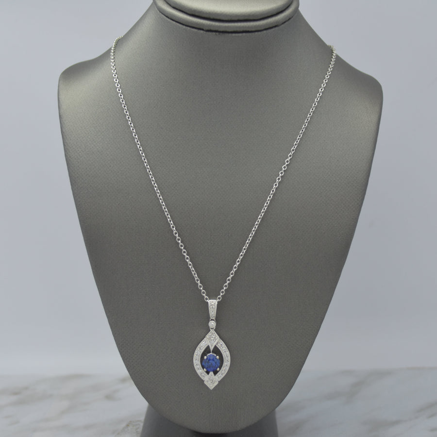 Art Deco Inspired Sapphire Necklace in 18K White Gold