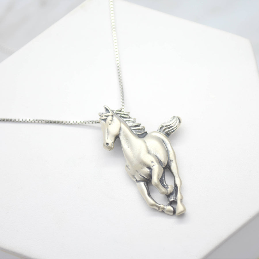 horse silver necklace