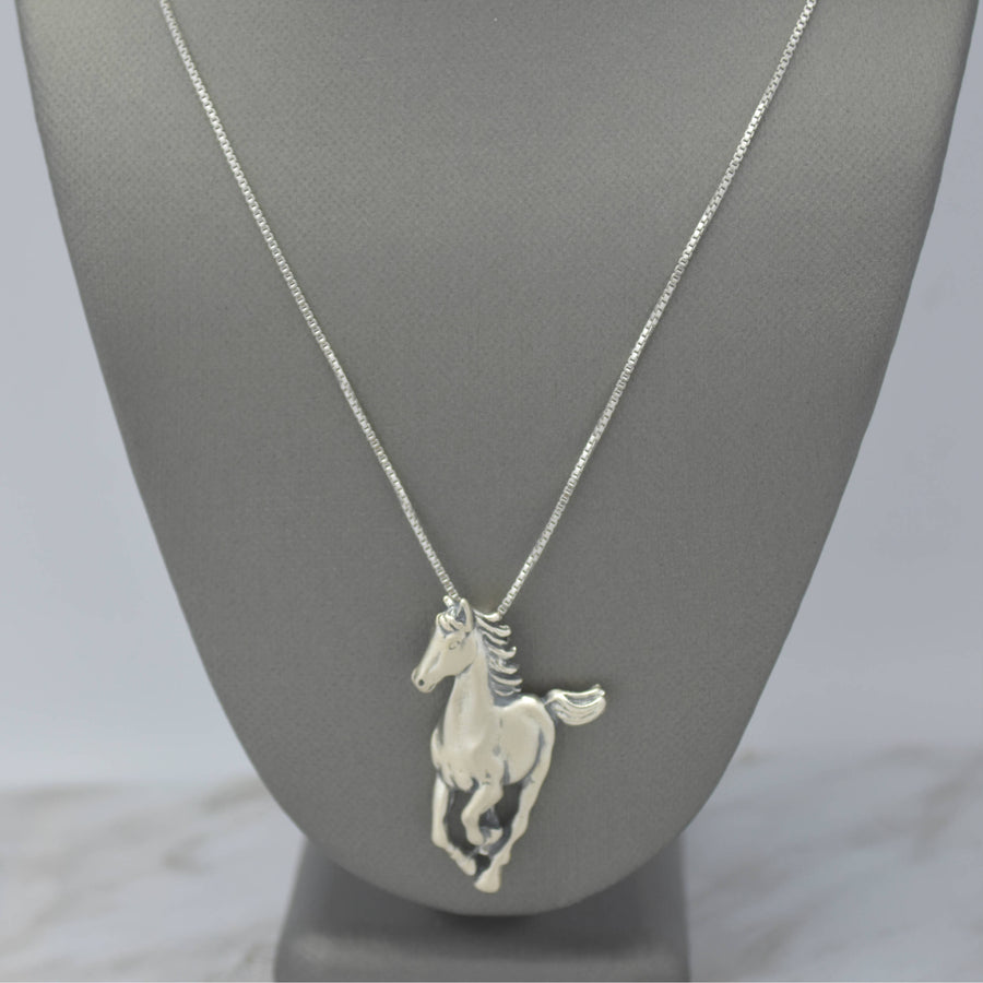 running horse sterling silver necklace