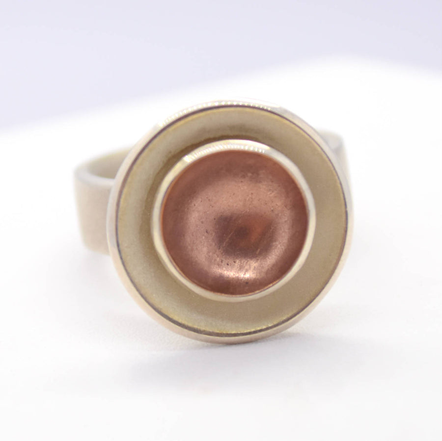 rose copper silver disc ring