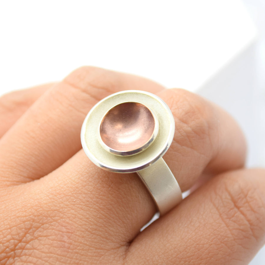 circle disc sterling silver ring