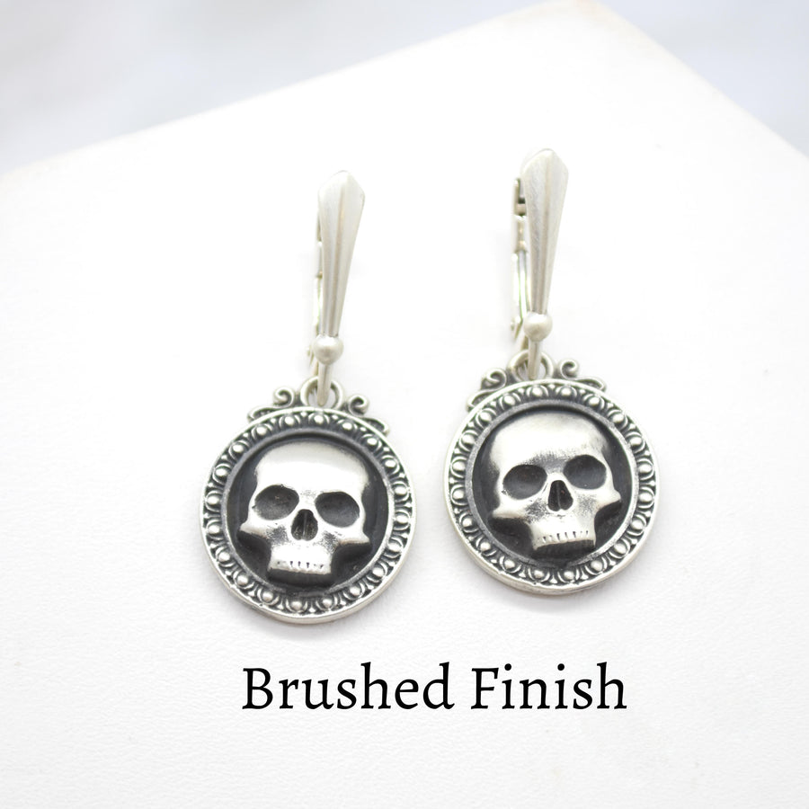 skull gothic sterling silver earrings