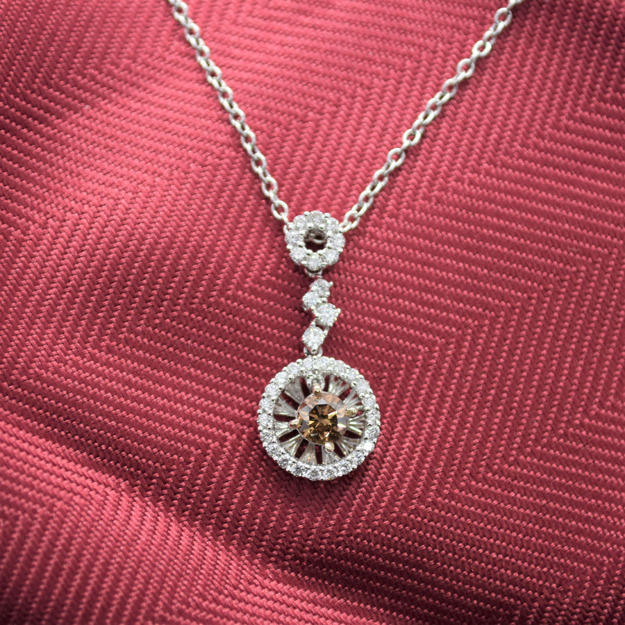 Cinnamon Diamond Halo Necklace