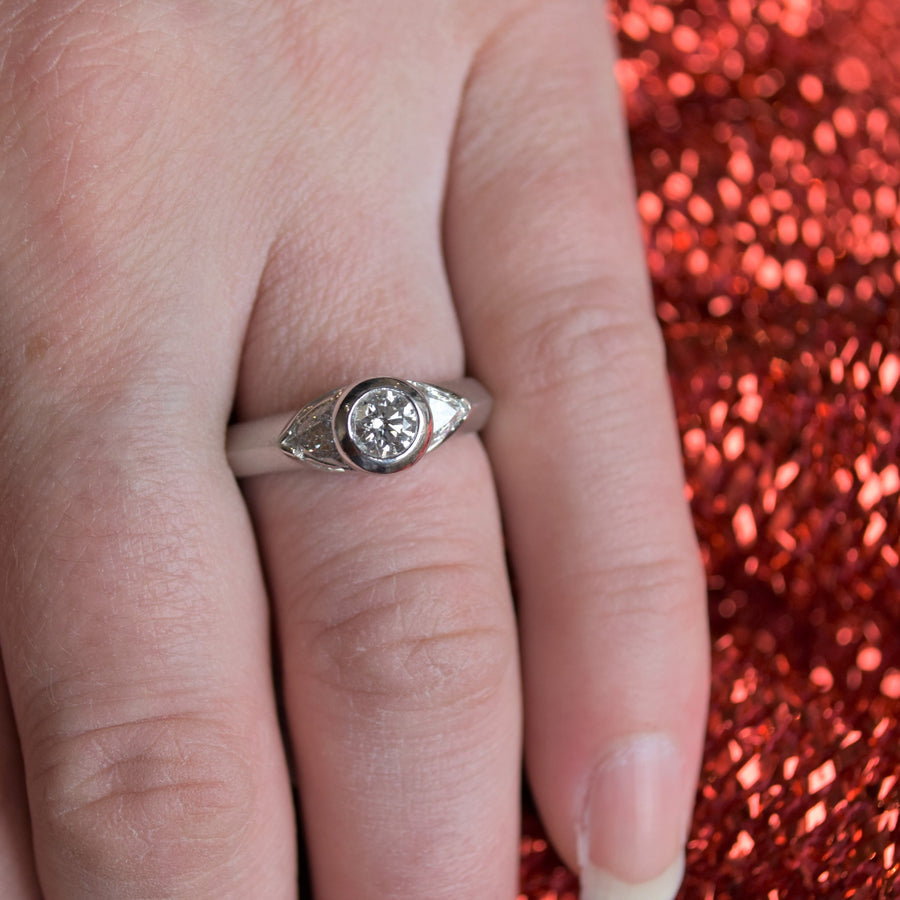 Trilliant engagement ring wedding set