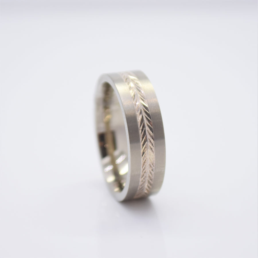 titanium ring with textured centre
