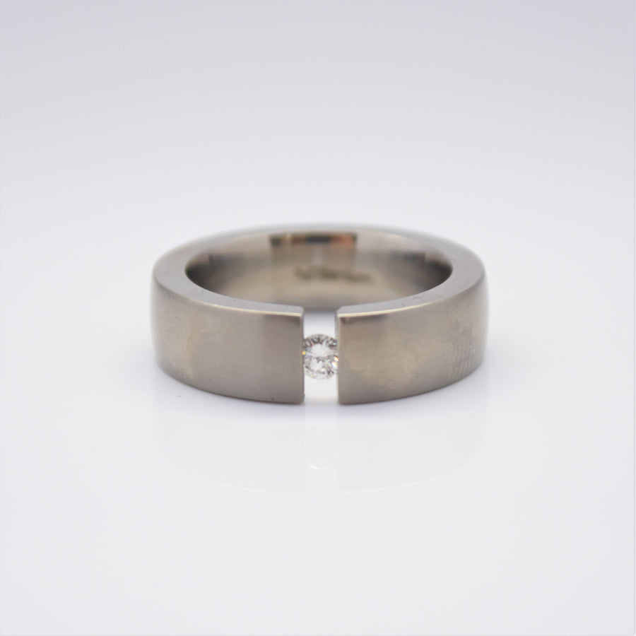 titanium tension set ring with diamond