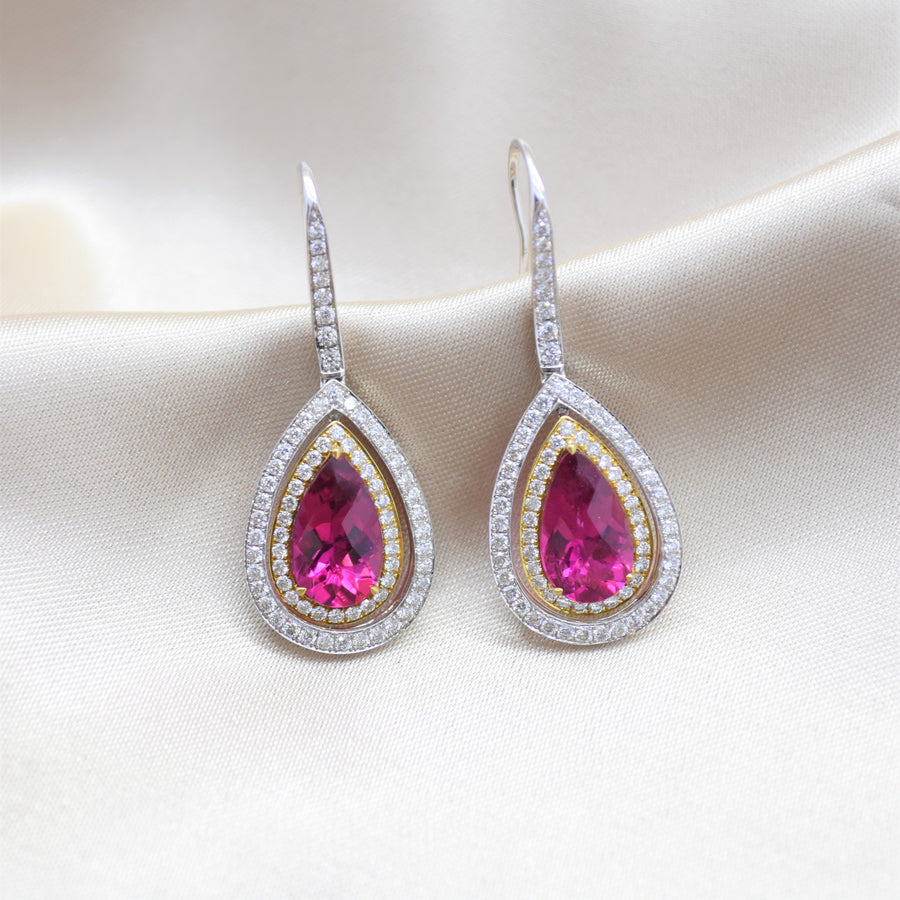 rubellite tourmaline diamond earrings 