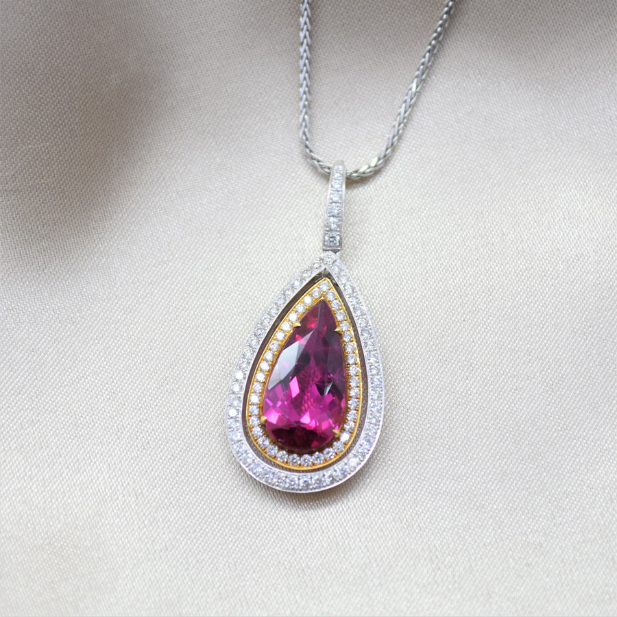 rubellite tourmaline diamond pendant necklace