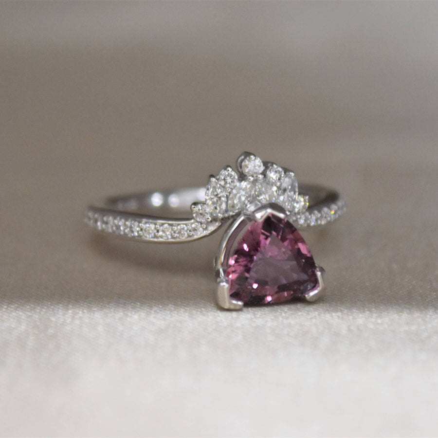 Trillion Pink Sapphire Diamond Ring
