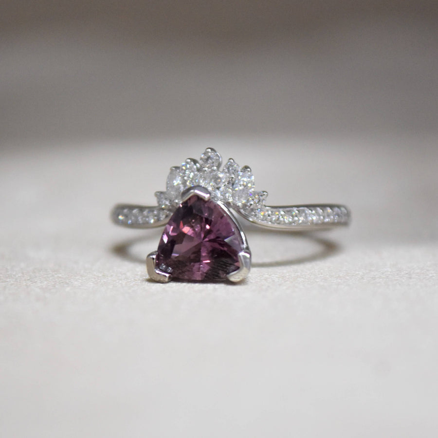 Trillion Pink Sapphire Diamond Ring
