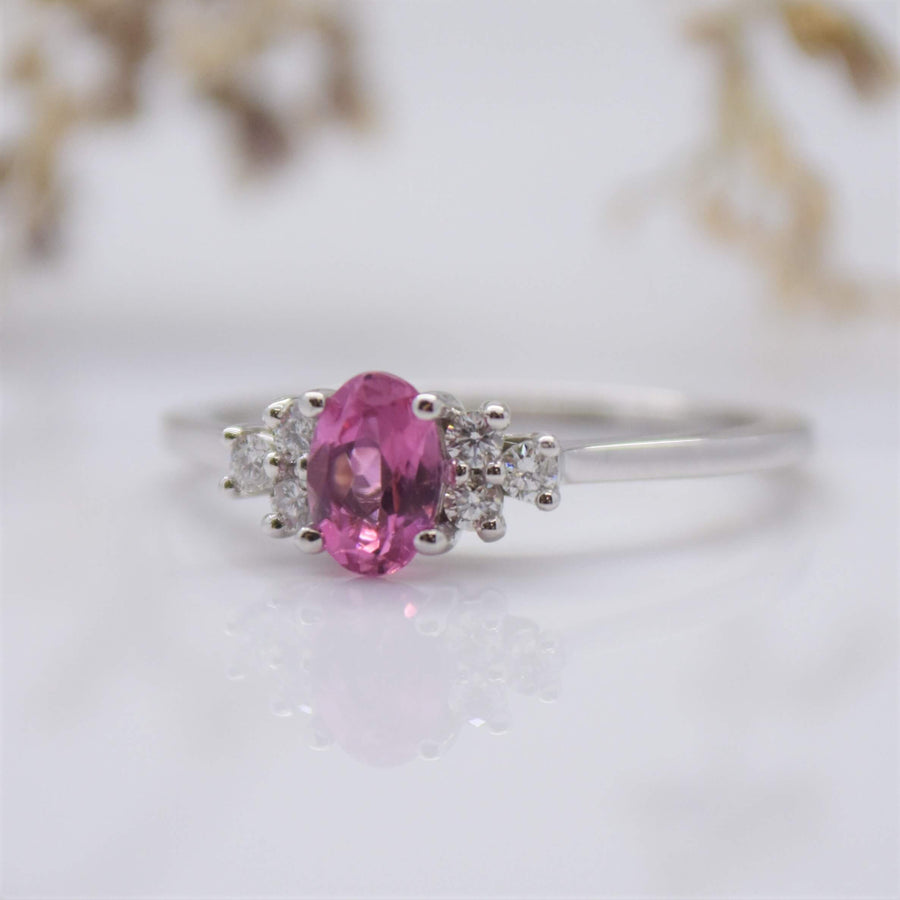 Pink Tourmaline Ring with Diamond Accents