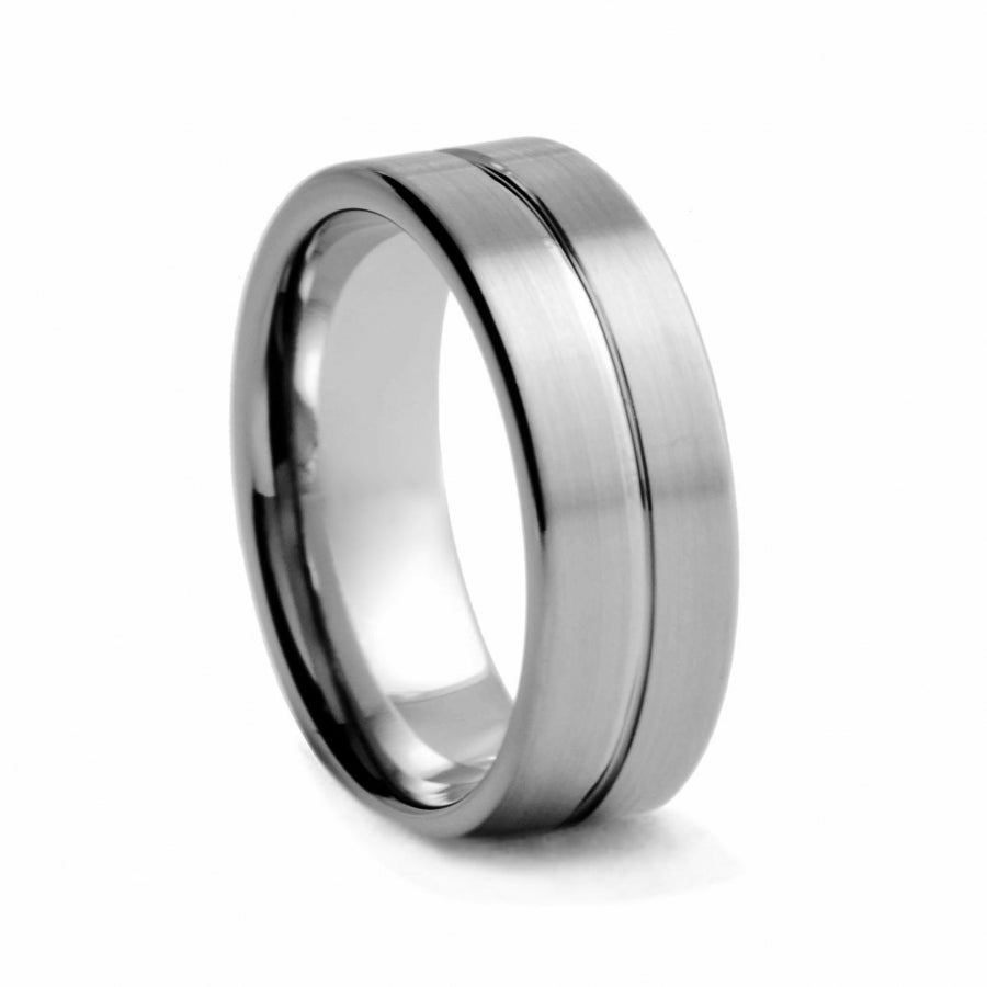 Tungsten Ring with Center Line