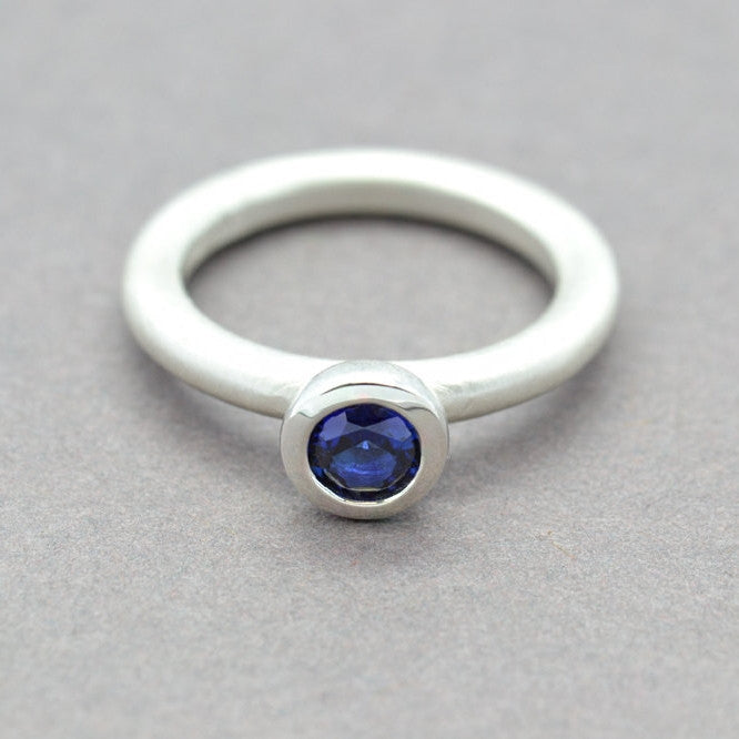 Simulated Sapphire Lollipop Ring