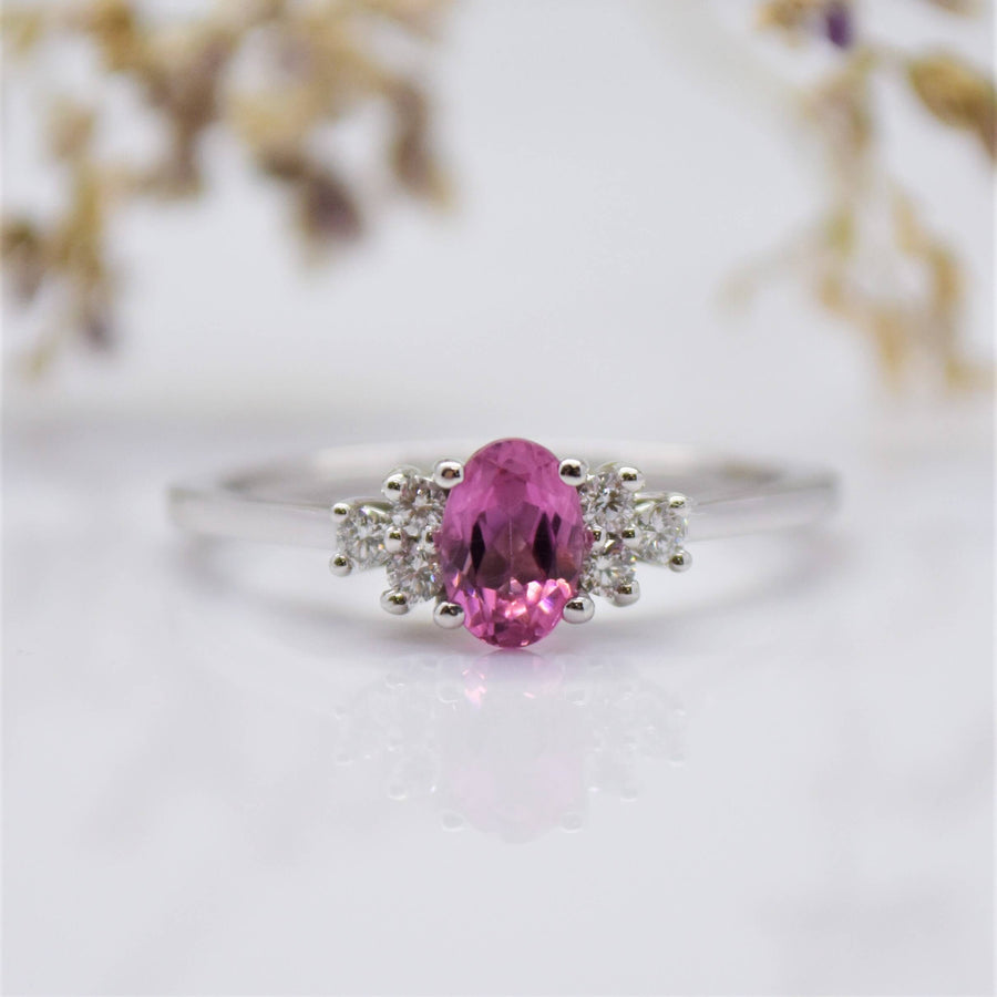 Pink Tourmaline Ring with Diamond Accents