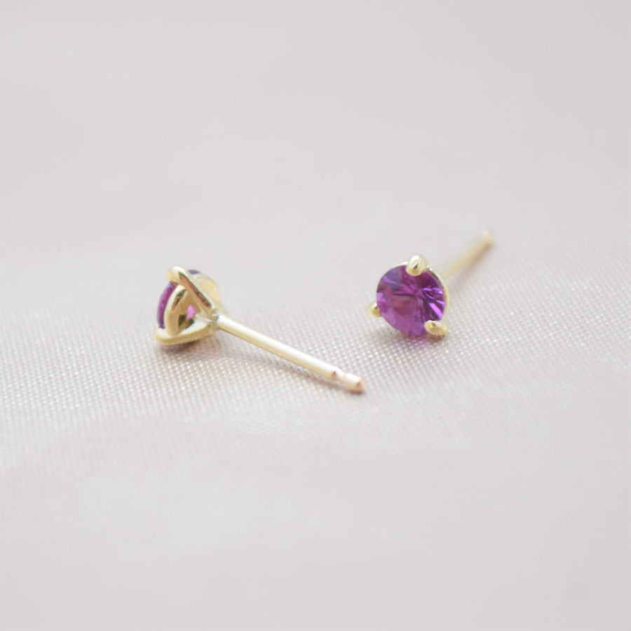 3.5 mm Raspberry Pink Sapphire Earrings