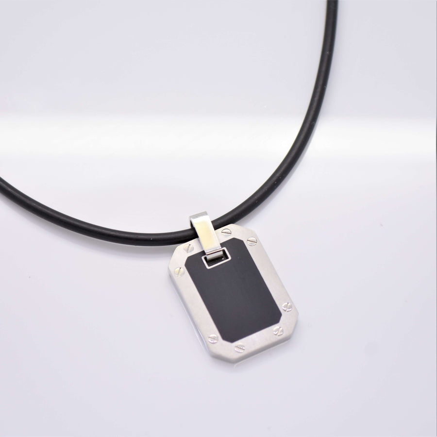 Stainless Steel Dog Tag Necklace with Enamel