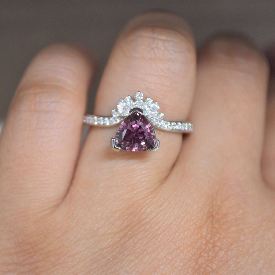trillion pink sapphire ring